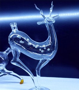 Stag Deer Forma di Animale A Forma di Arte soffiato a bocca <span class=keywords><strong>Bottiglia</strong></span> di Vino Whisky Decanter - Product Image 1