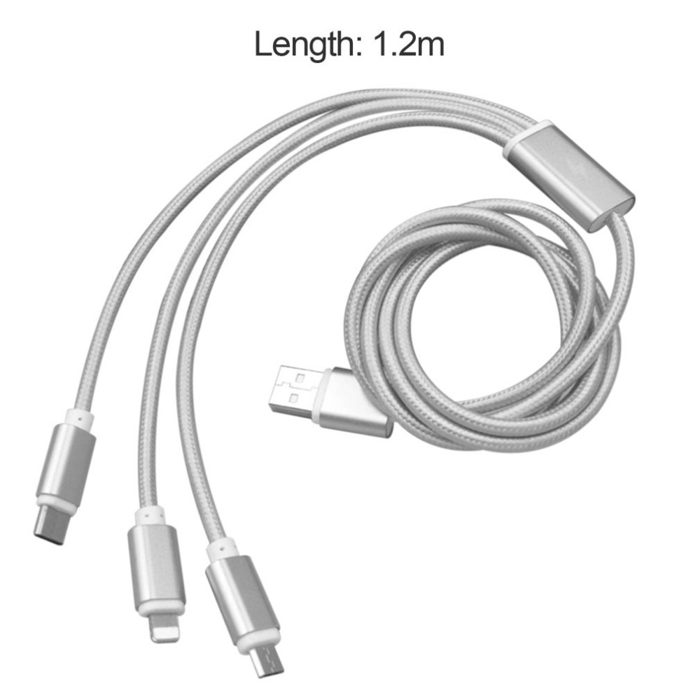 Оптовая 3 в 1 нейлон Быстрая зарядка usb кабель для передачи данных для iPhone для Android для тип-c телефонов устройств