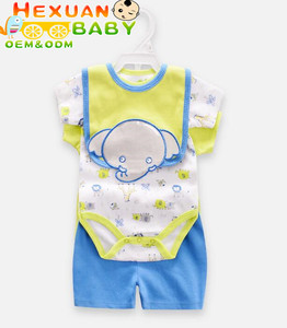 Estate Insiemi Dei Vestiti del bambino del bambino del cotone vestiti della ragazza Neonato del ragazzo 5pcs vestito infantile del manicotto del bicchierino del pagliaccetto + pantaloni + calze + Bib + t-shirt - Product Image 4