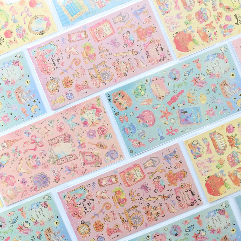 Cute kawaii gold foil decorative DIY stickers for kids diary planner journal scrapbooking stationery
