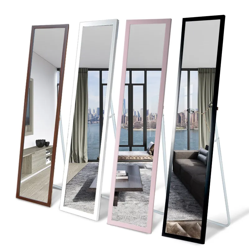 Aangepaste eenvoudige effen kleur grens vloer spiegel voor home decor