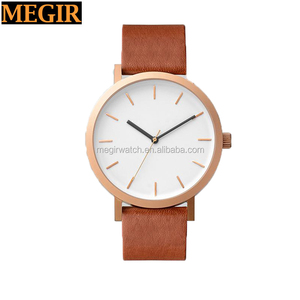 Cristal de zafiro cuarzo suizo <span class=keywords><strong>italiano</strong></span> genuino cuero banda de reloj de moda minimalista precisa ver - Product Image 6