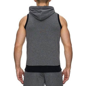 OEM Unique Men Sleeveless Hoodie Sweatshirt Vest Sport Casual Hooded Tank Tops T-<b>Shirt</b> - Product Image 3
