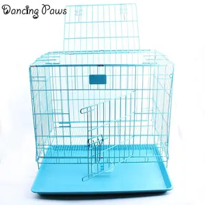 Mejor venta de productos azul plegable de hierro de alambre de la jaula para mascotas para perro gato conejo