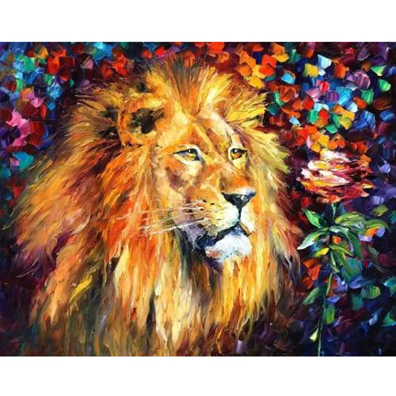 Spot Goods Wholesale Diamond Painting Kit Lion AB Drill Animal Picture Canvas Art Living Room Decoration Diamond Painting