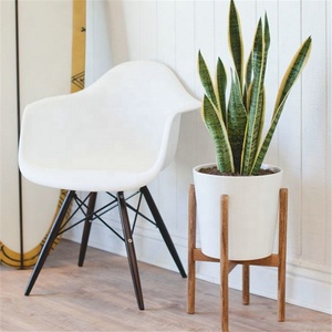 Ve barato de interior al aire libre blanco mate macetas casa jardín decoración de cerámica antiguo macetas con bambú stand - Product Image 2