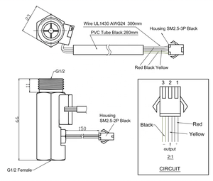 Sunwoald G1/2 "<span class=keywords><strong>1</strong></span> ~ 20L/min hội trường đồng thau Cảm biến lưu lượng nước đo lưu lượng nước cho bể nước với Temp. Cảm biến - Product Image 6