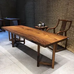 Restaurant & hotel supplies industrial modern style solid black walnut wood dining tables top