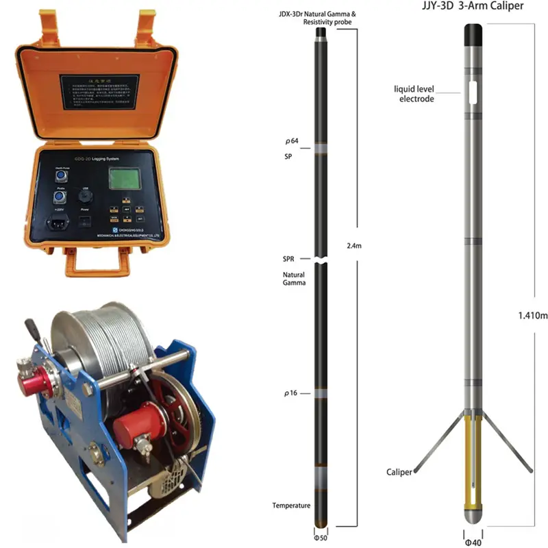 Geotech GR and Resistivity Log System Wellbore Quality Logger 500m Depth Hotwell Wireline Well logging Tools