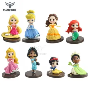 Custom made Fairy Tale figure Toys 8cm Cartoon Princess Cake Topper Figurines Cake Decoration Princess Plastic PVC Toy