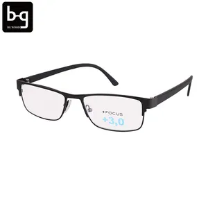 Заводской поставщик, металлические черные очки для чтения с большой видимостью и длинными дужками 0,75