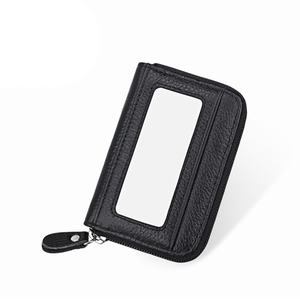 Zipper Véritable Titulaire de la Carte de Crédit En Cuir avec RFID Blocage Petit Accordéon Portefeuille - Product Image 4