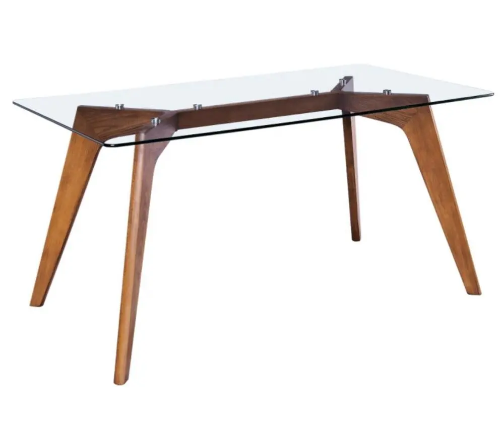 Restoran mobilya ahşap dikdörtgen yemek masası Top meşe ayaklı yemek masası tasarım cam moda 9511-160/180/200 cam