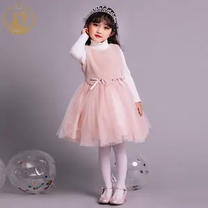 Çevik toptan sonbahar kış düğün çocuk kız etek patlayıcı sıcak satış pembe renk Fan şeker çocuk kız elbise