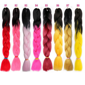 Crochet trenzado Ombre 60 colores <span class=keywords><strong>Kanekalon</strong></span> 24 pulgadas extensión del <span class=keywords><strong>pelo</strong></span> trenzado trenzas de Crochet trenzas Jumbo - Product Image 1