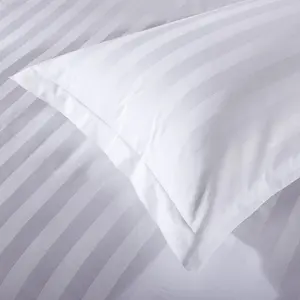 100% white cotton sateen stripe fabric 260 width 1cm stripe sheets fabric for hospital hotel wholesale