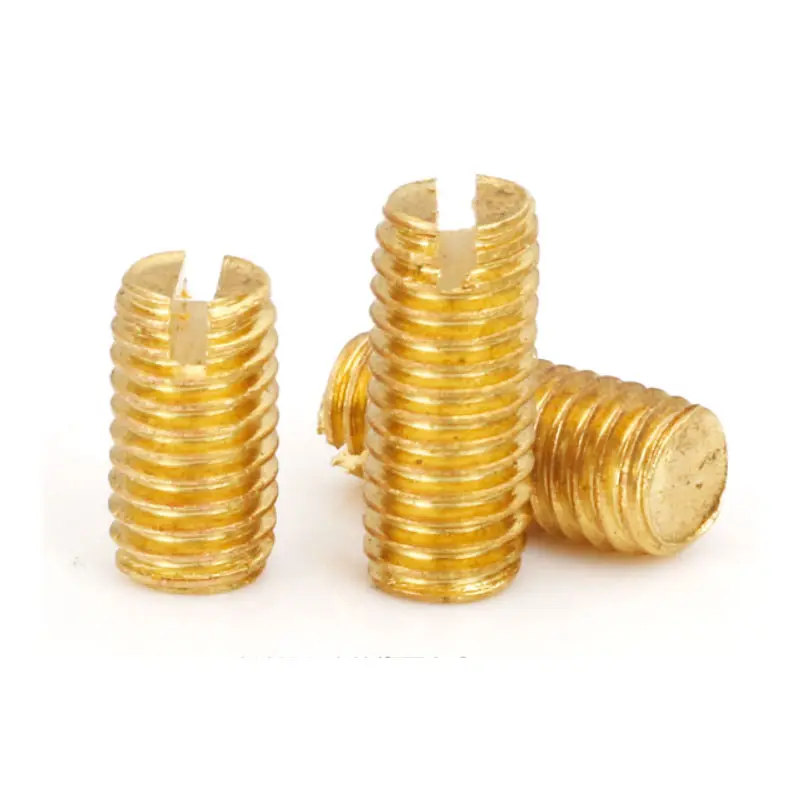 M4 M5 M6 Brass Slotted Set Screw With Flat Point Din551