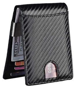 Portafogli Slim da <span class=keywords><strong>Uomo</strong></span> con Fermasoldi in Fibra di Carbonio, <span class=keywords><strong>Portafoglio</strong></span> RFID in Pelle - Product Image 1