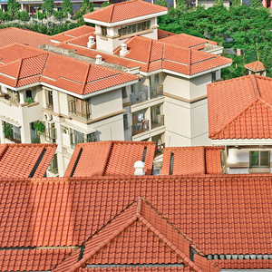 Tejas de cerámica de arcilla roja de diseño tradicional Materiales de revestimiento de casas de estilo español para templos y villas