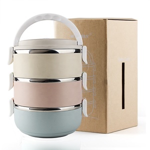 Gradient Color Japanese Round Lunch Box Thermal For Food Bento Box Stainless Steel LunchBox For Kids Portable Picnic School