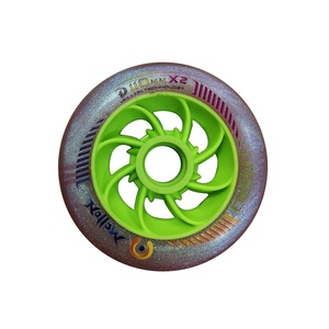 Ruedas de patín de velocidad en línea de poliuretano PU, color fluorescente brillante, sobremoldeado, doble capa, 110mm, profesional - Product Image 4