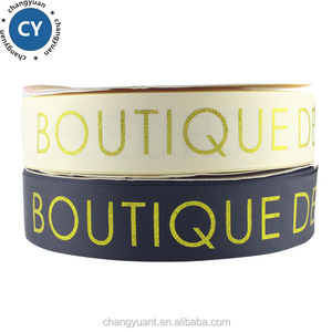 Venta al por mayor logotipo personalizado 1 1/2 pulgadas 38mm crema color de hoja de oro tejer grogrén (ligamento tafetán cinta - Product Image 6