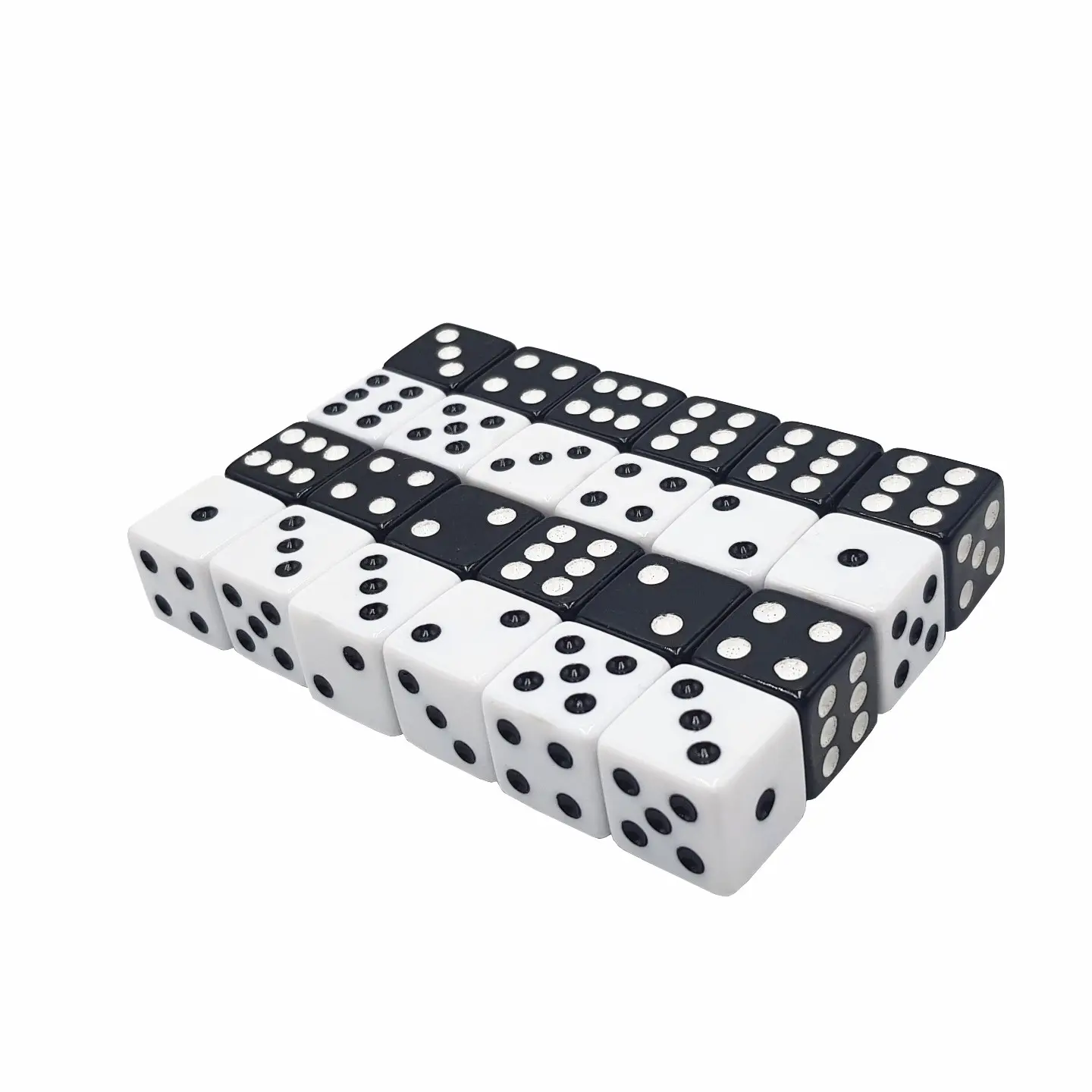 16 мм D6 белые квадратные игральные кости с черными точками, акриловые полигедральные игральные кости для казино