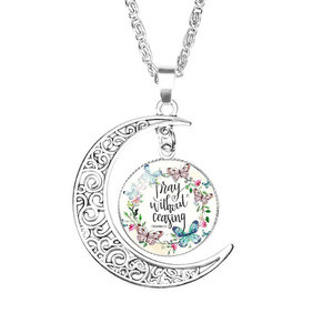 Venta al por mayor, verso de <span class=keywords><strong>la</strong></span> Biblia religiosa cristiana de vidrio foto cabujón collar de media luna Luna COLLAR COLGANTE - Product Image 1