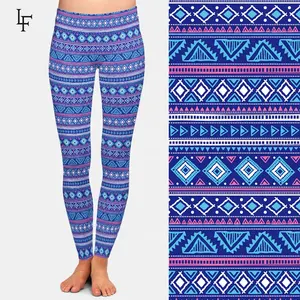 Hoge Taille Leggings Custom Aztec Gedrukt Leggings Voor Vrouwen Yoga Broek Dubbele Side Geborsteld Melk Zijde Leggings