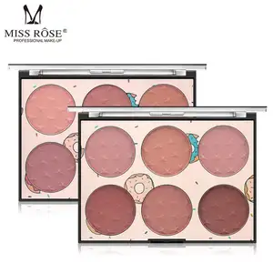 Miss Rose 6 màu sắc mịn Blush trang điểm đường viền khuôn mặt nền tảng bột kem che khuyết điểm bảng màu mỹ phẩm Blush maquiagem