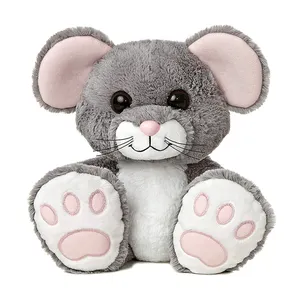 自定义填充动物毛绒鼠标软玩具灰色毛绒鼠标玩具