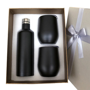 Negro 9 Oz Acero inoxidable copa <span class=keywords><strong>de</strong></span> <span class=keywords><strong>vino</strong></span> aislado al vacío <span class=keywords><strong>vino</strong></span> vaso <span class=keywords><strong>con</strong></span> 1 <span class=keywords><strong>botella</strong></span> <span class=keywords><strong>de</strong></span> <span class=keywords><strong>dos</strong></span> taza - Product Image 3