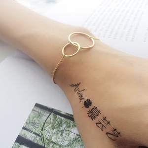 Pulseras minimalistas de joyería de oro de 18K para mujer y niña, pulsera entrelazada de doble círculo de plata 925 - Product Image 5