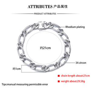 Vente en gros de chaînes en argent sterling 925 chaîne cubaine Hip Hop pour hommes bijoux fins pour hommes chaîne lien <span class=keywords><strong>gourmette</strong></span> Bracelet - Product Image 6