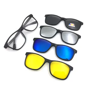 Gafas de Sol 5 en 1 de Alto Rendimiento para Hombre y Mujer, Negras, Polarizadas, con Espejo, Visión Nocturna, <span class=keywords><strong>Lentes</strong></span> UV400, <span class=keywords><strong>Clip</strong></span> Magnético TR90 - Product Image 1