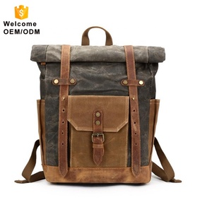 superior portátil rollo vintage retro para hombre hombres bolso viaje bolsa normal mochila de lona encerada mochila de viaje - Product Image 1
