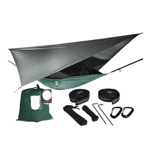 Refugio Ocio al aire libre Hamaca Lona Suite Hamaca <span class=keywords><strong>de</strong></span> nailon duradera con malla <span class=keywords><strong>de</strong></span> insectos Tienda <span class=keywords><strong>de</strong></span> lona Cómoda para ocio o Camping - Product Image 1
