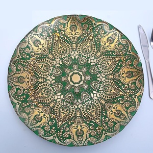 Piring pengisi daya kaca perak berwarna bergaris tangan gaya Eropa kualitas tinggi pernikahan - Product Image 5