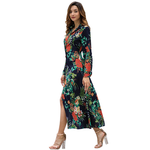 Usine fabricant YILEYA femmes robe fleurs dames manches longues robes chic décontracté floral robe maxi - Product Image 3
