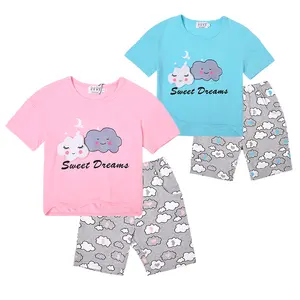 Cloud Sweet Full Print Short Cotton Night Wear Girl Baby Pajamas girl clothes set Girls clothing sets bamboo baby clothes