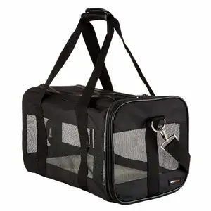 Bolsa de viaje plegable para perros y gatos, bolsa de mano para mascotas, color negro