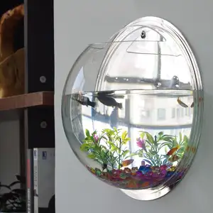 Acrylic Round Wall Mounted Hanging Fish Bowl Aquarium Tank Home Decoration Pot Wall Hanging Mount Bubble Aquarium Bowl Fish Tank