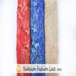 Suministro directo de fábrica 3d cordones rojo oscuro/3d tela de encaje de novia rojo - Product Image 5