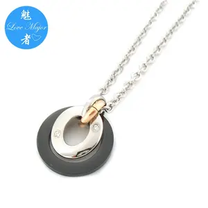 Bijoux en acier inoxydable triple couleur plaqué noir chaud collier ras du cou pendentif coeur bijou de mode pour Couple d'amour