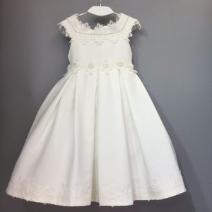 Mayorista sin mangas perla decoración color blanco <span class=keywords><strong>niñas</strong></span> vestido de bebé para fiesta de boda - Product Image 1