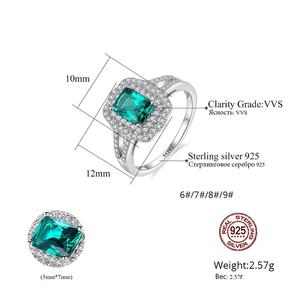 CZCITY Women Engagement Wedding Gemstone Bypass Anel Genuine 925 Sterling <strong>Silver</strong> <strong>Emerald</strong> <strong>Rings</strong> - Product Image 2