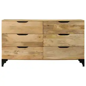 Mobilier moderne de salle à manger de luxe Buffet industriel vintage en manguier massif avec larges tiroirs et construction en fer et métal - Product Image 1