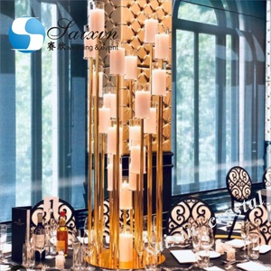 <span class=keywords><strong>Candelabro</strong></span> Dorato Lucido a 20 Bracci per Decorazione Tavoli di Matrimoni ed Eventi - Product Image 2