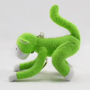 Ornamento de la Navidad a Mono de peluche de juguete llavero color verde para la venta caliente