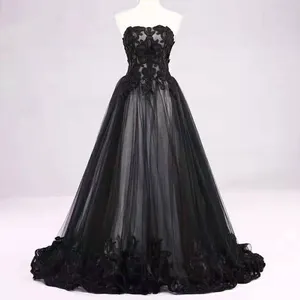 Rsm66294 vestido de noiva sensual, sem alças, vestido de mulher preta, lindo, vestido de noite